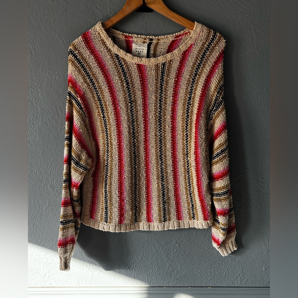 Billabong Striped Cotton Knit Sweater | Textured | Size M